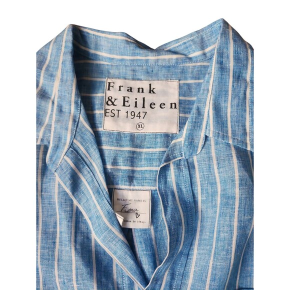 Frank & Eileen Nautical Linen Sleeveless Top Preppy Womens XL Fiona Blue Striped - Picture 5 of 8
